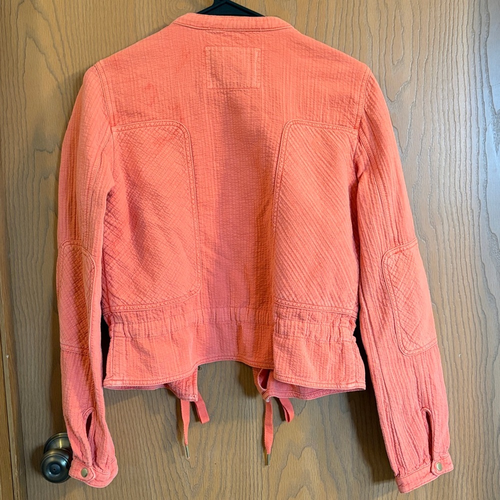 Anthropologie Woman’s Coral Colored Joyce Textured Moto Jacket Small - Picture 9 of 11